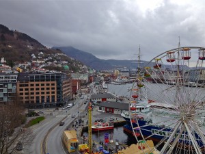 tall ship and ferris wheel in Bergen